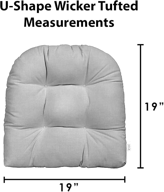 RSH DECOR: Tufted U-Shape Wicker Seat Cushions Set of 2 | 19” x 19” | - Image 3