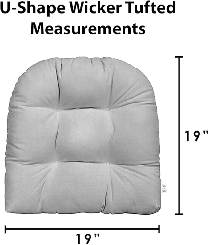 RSH DECOR: Tufted U-Shape Wicker Seat Cushions Set of 2 | 19” x 19” | - Image 3