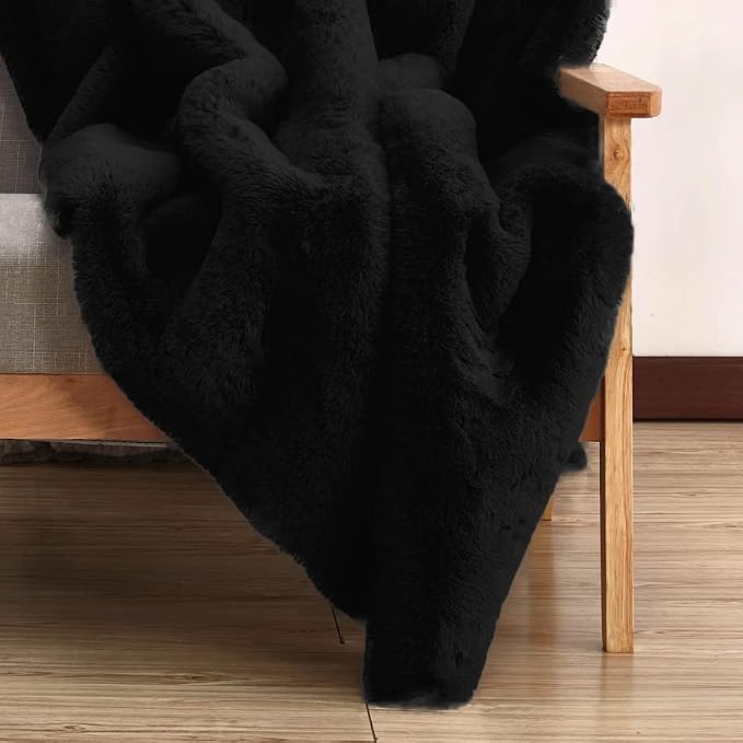 Black Fluffy Rug for Bedroom Shag Rug Washable Carpet Faux Rabbit Fur Rugs for - Image 6