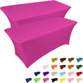IVAPUPU 2 Pack 4FT Table Cloth for Rectangular Fitted Events Stretch Fuchsia by IVAPUPU