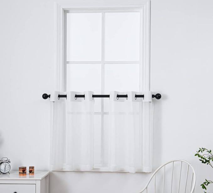 PI Ivory Sheer Tier Curtains 30 Inches Length by PI