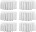 Round Tablecloth 120 Inch 6 Pack White Tablecloths Washable Decorative Linen by AOCOZHomeLifeMuseum