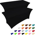 IVAPUPU 2 Pack 6FT Table Cloth for Rectangular Fitted Events Stretch Black by IVAPUPU