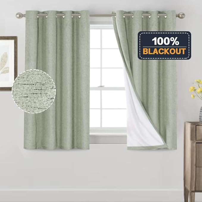 PrinceDeco Sage 100% Blackout Curtains 54" Long Blackout Curtains - Image 6