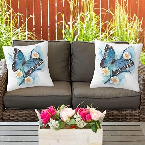 bassyil Butterfly Throw Pillow Covers Decorative Linen Pillow Cases Set of 2 - Image 6