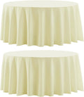 Round Tablecloths 2 Pack 120 Inch Ivory Tablecloth Linen Polyester Table by AOCOZHomeLifeMuseum