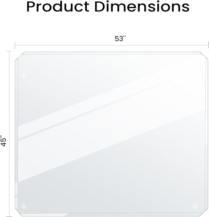 Tempered Glass Chair Mat with Patented Beveled Edge, 46”x55” 1/5" Thick Office - Image 8
