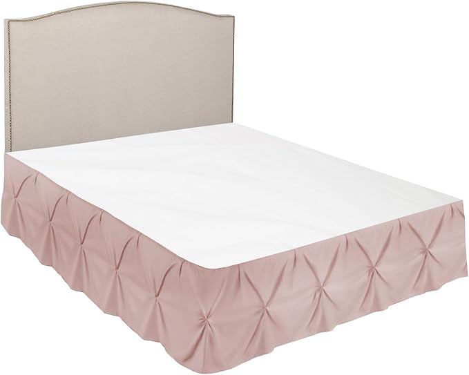 Nestl Blush Pink Bed Skirt King Size, Pinch Pleat King Bed Skirt, Hotel Quality - Image 7