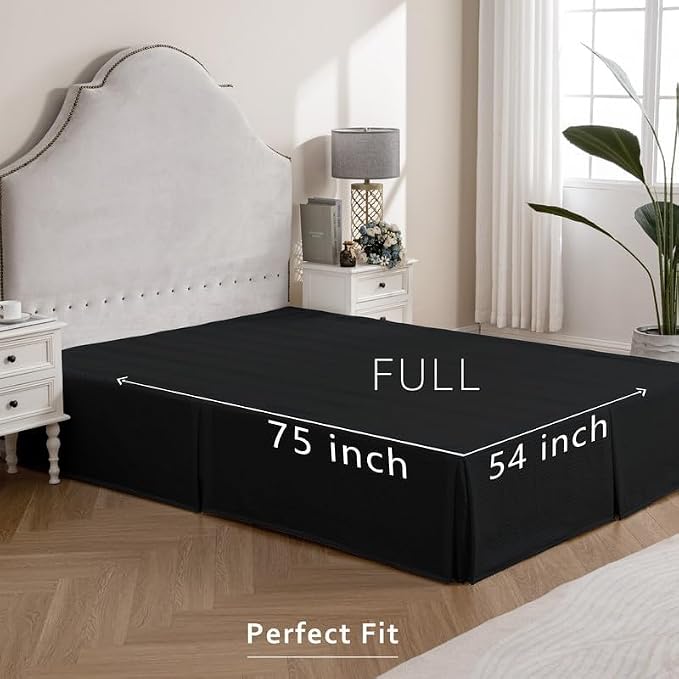 MIYE Pleated Waffle Weave Bed Skirt, Tailored Dust Ruffle 12 Inch Drop Easy Fit - Image 7