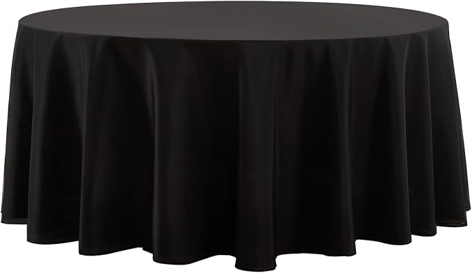 Round Tablecloth 120 Inch 1 Pack Black Tablecloths Washable Decorative Linen by AOCOZHomeLifeMuseum
