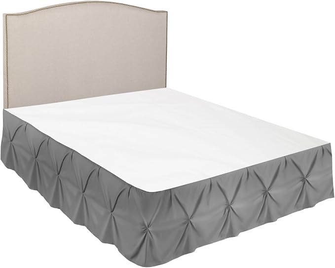 Nestl Dark Grey Bed Skirt Queen Size, Pinch Pleat Queen Bed Skirt, Hotel - Image 7