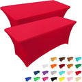 IVAPUPU 2 Pack 8FT Table Cloth for Rectangular Fitted Events Stretch Red Table by IVAPUPU