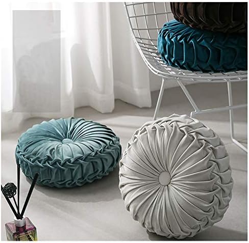 MOCOFO 14" Velvet Pleated Round Pumpkin Throw Pillow Couch Cushion Floor Pillow - Image 6