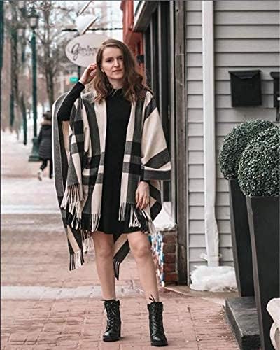 Moss Rose Women's Travel Plaid Shawl Wrap Open Front Poncho Cape - Image 6