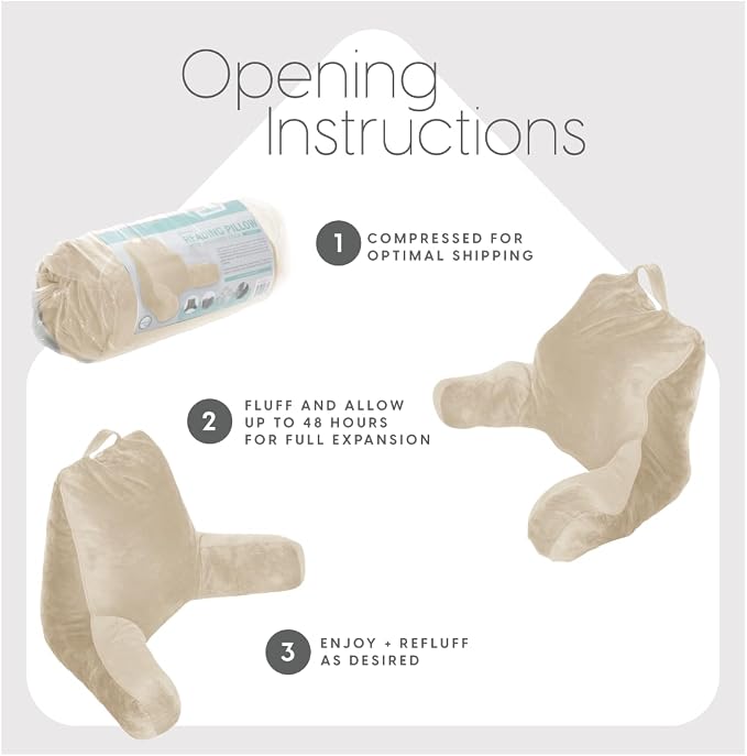 Milliard Reading Pillow with Arms, Shredded Memory Foam Back Pillow - Image 6