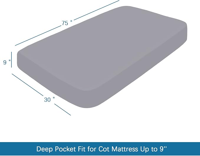 SPRINGSPIRIT Cot Sheets 30" x 75" x 9", 4 Piece Cot Sheet Set, Cot Size Fitted - Image 5