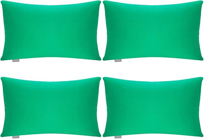 4-Pack 100% Cotton Lumbar Comfortable Solid Decorative Throw Pillow Case by Thmyo