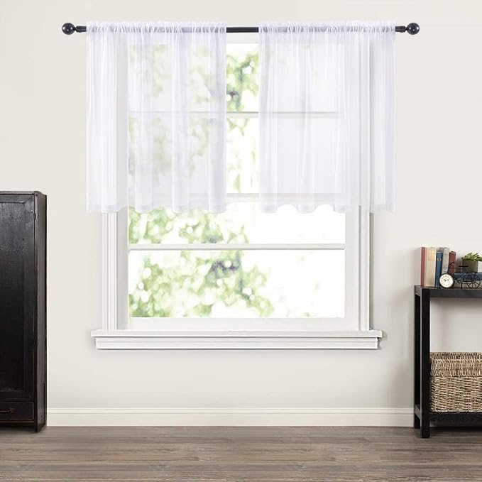 MIULEE 2 Panels Kitchen Tiers Half Window Sheer Curtains Rod Pocket Voile Drapes - Image 6
