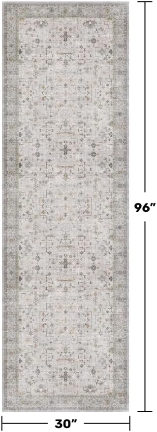 Light Gray Washable 2'6"x8' Wide Runner Rugs - Image 2