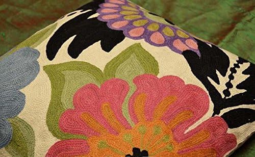 Daisy Floral Pillow Cover Hand Embroidered Flower Throw Pillowcase Traditional - Image 8