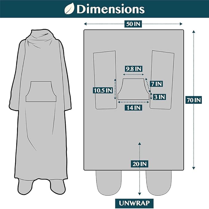PAVILIA Fleece Blanket with Sleeves, Foot Pockets - Image 6
