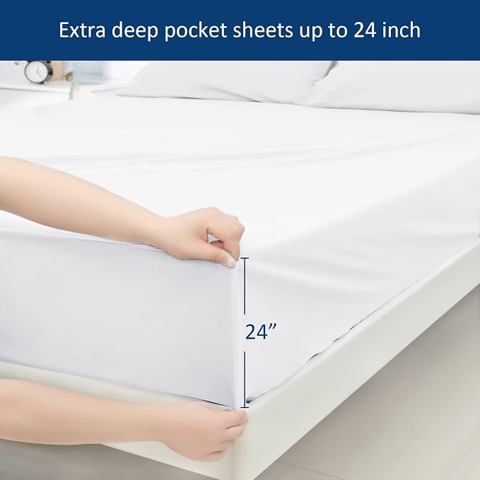 Moonsea Extra Deep Pocket Air Mattress White Sheets Twin Size - Image 6
