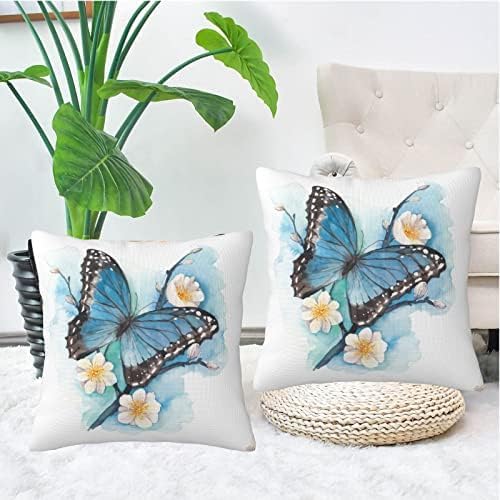 bassyil Butterfly Throw Pillow Covers Decorative Linen Pillow Cases Set of 2 - Image 5
