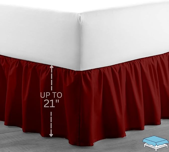 Ruffle Bed Skirt with Split Corners, Microfiber Dust Ruffled - Image 2