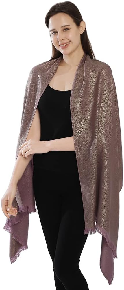 LMVERNA Women's Sparkling Metallic Soft Pashmina Shawls and Wraps Scarf in - Image 5