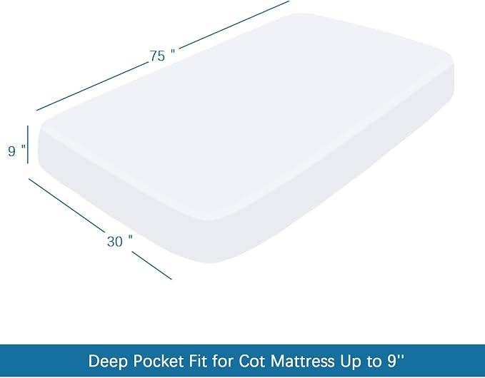 SPRINGSPIRIT Cot Sheets 30" x 75" x 9", 4 Piece Cot Sheet Set, Cot Size Fitted - Image 5