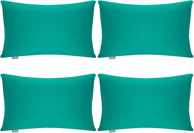 Thmyo 4-Pack 100% Cotton Lumbar Comfortable Solid Decorative Throw Pillow Case by Thmyo