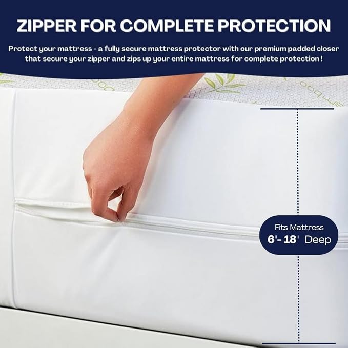 Bamboo Mattress Protector with Zipper - Image 4