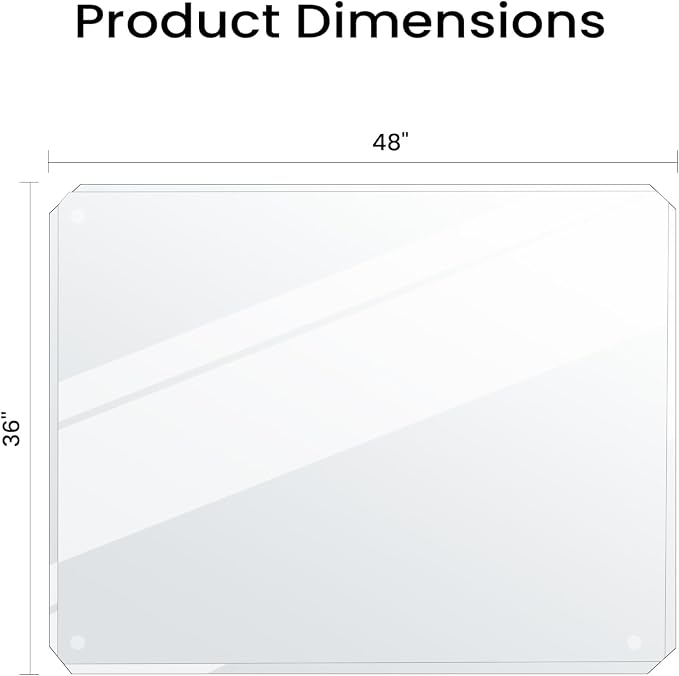 Tempered Glass Chair Mat with Patented Beveled Edge, 36”x46” 1/5" Thick Office - Image 9