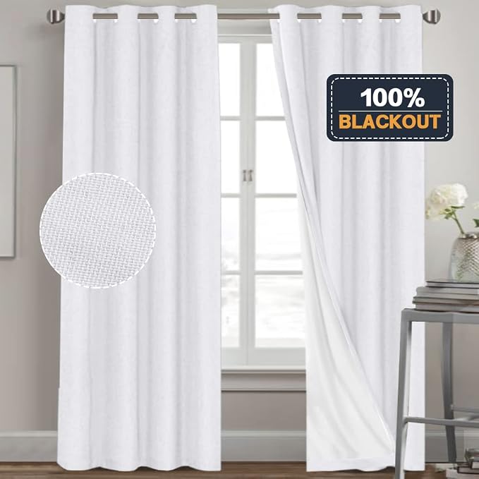 PrinceDeco Blackout Curtains 84 Inches Long Linen Blackout Curtains - Image 7