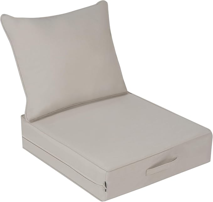 Outdoor Olefin Water-Resistant Deep Seat Cushion Set, Thickened Sofa Chair Pad by Aofeite