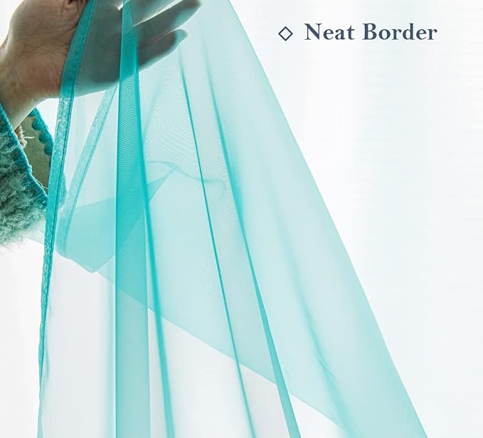 PI Teal Sheer Short Curtains 63 Inches Long - Image 4