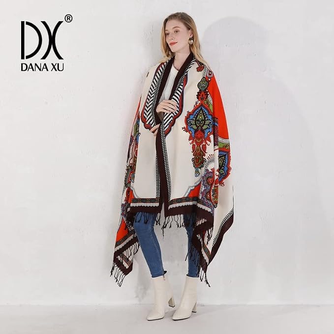 DANA XU 100% Merino Wool Extra Large Pashmina Blanket Travel Scarf Cashmere Wrap - Image 7