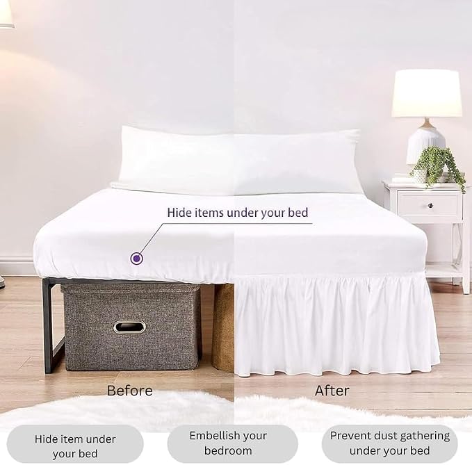 Ruffle Bed Skirt with Split Corners, Microfiber Dust Ruffled - Image 5