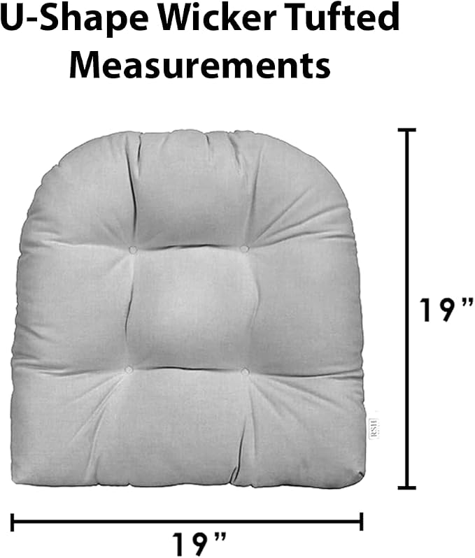 RSH DECOR: Tufted U-Shape Wicker Seat Cushions Set of 2 | 19” x 19” | - Image 4
