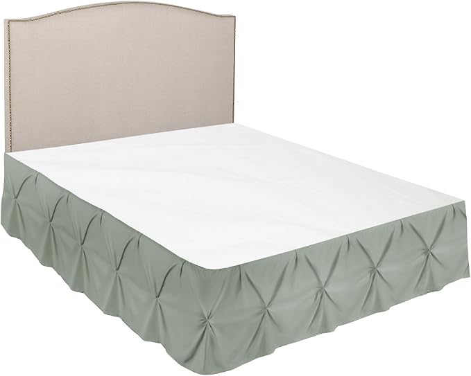 Nestl Sage Green Bed Skirt Twin Size, Pinch Pleat Twin Bed Skirt, Hotel Quality - Image 7