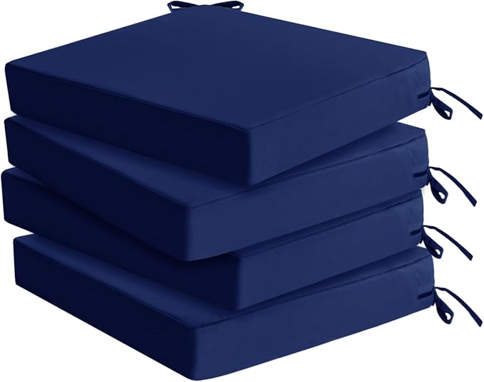 Outdoor Chair Cushions Set of 4: Waterproof & Fade Resistant Seat Cushion by SUMMSUN