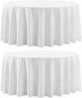 Round Tablecloth 120 Inch 2 Pack White Tablecloths Washable Decorative Linen by AOCOZHomeLifeMuseum
