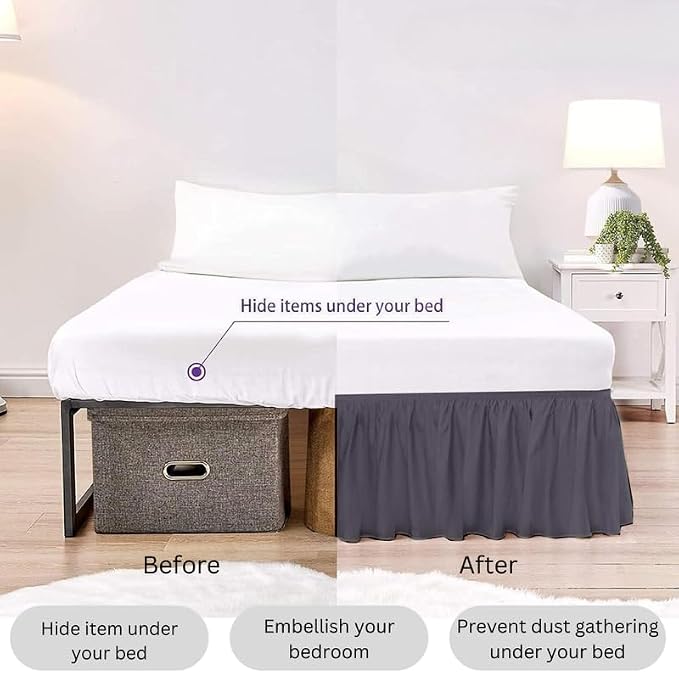 Ruffle Bed Skirt with Split Corners, Microfiber Dust Ruffled - Image 5