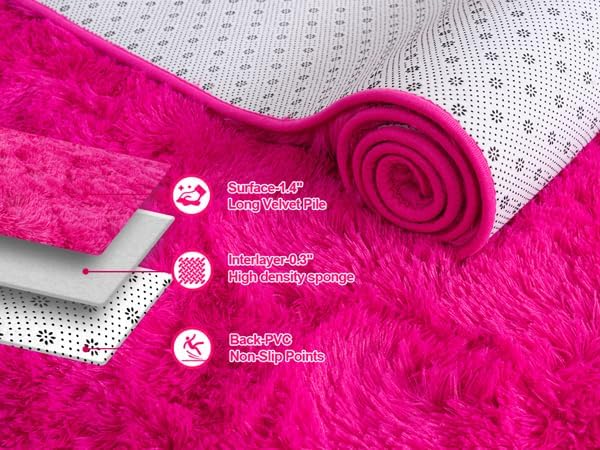 Extra Large 9x12 Feet Fuzzy Rug Hot Pink Fluffy Rug - Image 6