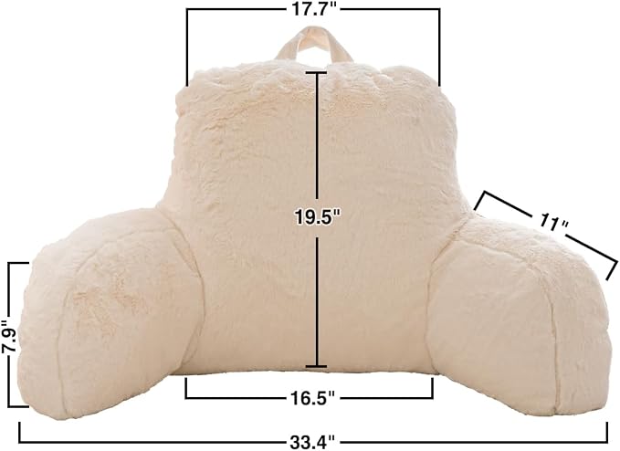 Holawakaka Large Faux Fur Bed Rest Pillow - Image 4