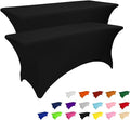 IVAPUPU 2 Pack 4FT Table Cloth for Rectangular Fitted Events Stretch Black by IVAPUPU