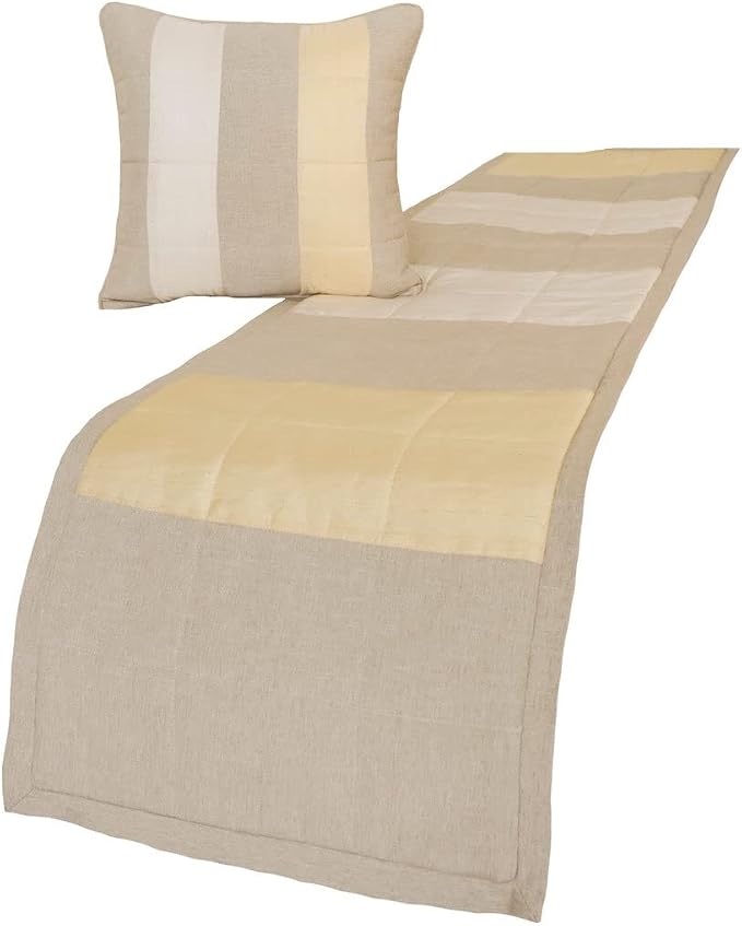 The HomeCentric King/Queen/Twin Beige Decorative Queen 74"x18" Bed Runner - Image 3