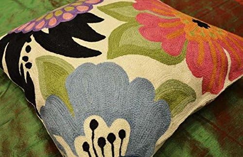 Daisy Floral Pillow Cover Hand Embroidered Flower Throw Pillowcase Traditional - Image 9