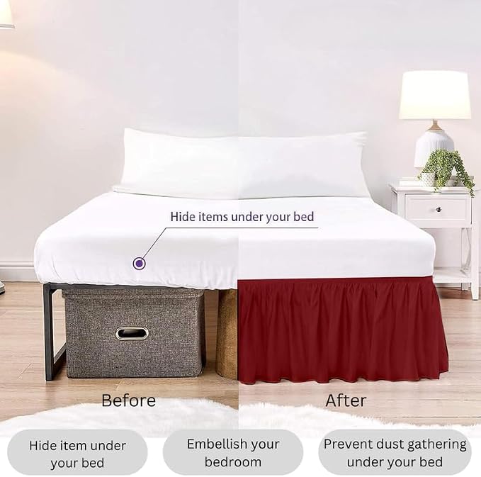 Ruffle Bed Skirt with Split Corners, Microfiber Dust Ruffled - Image 5