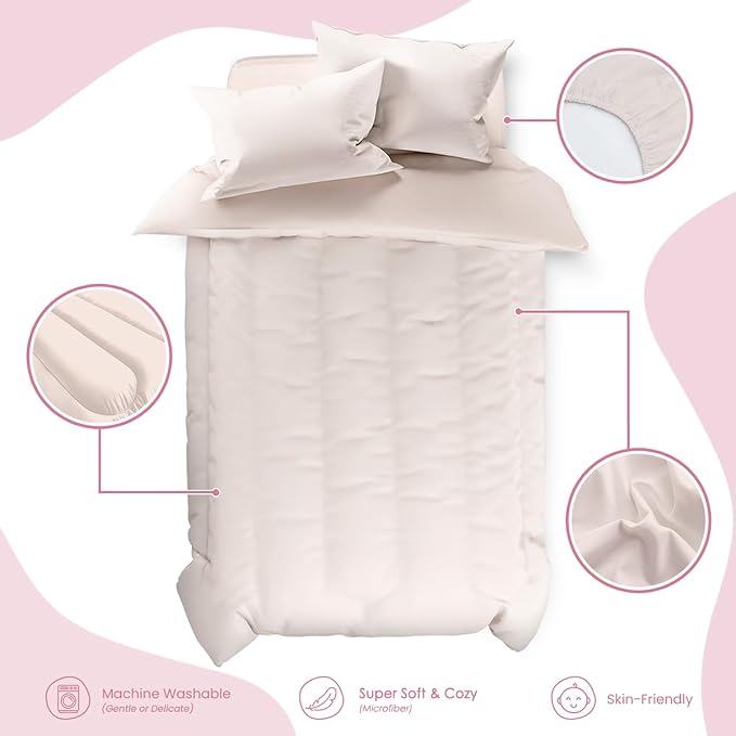 SANDJEST Beige Duvet Cover Sets Twin Size - Image 3